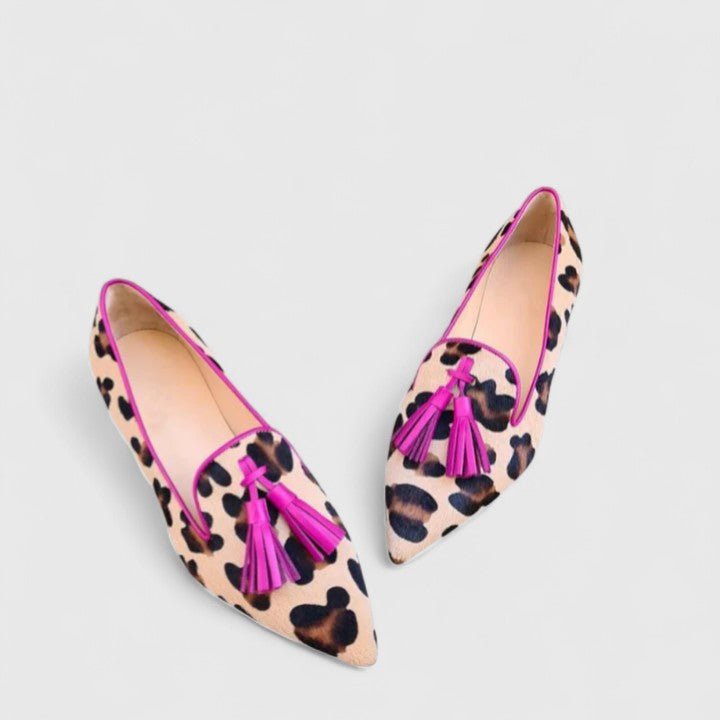 Maeve Women's Pointed Toe Leopard Print Tassel Flat Loafers, view 1