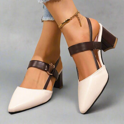 Willow Women's Pointed Toe T Strap Block Heel Court Shoes, view 4
