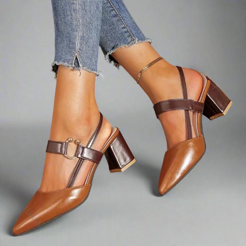 Willow Women's Pointed Toe T Strap Block Heel Court Shoes, view 5