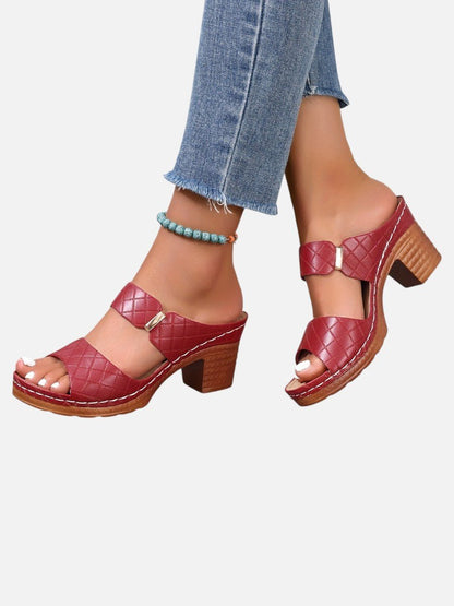 Elsie Women's Quilted Faux Leather Block Heel Mule Sandals, view 1