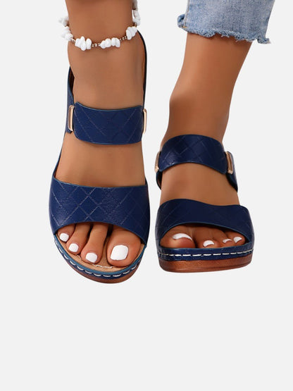 Elsie Women's Quilted Faux Leather Block Heel Mule Sandals, view 10