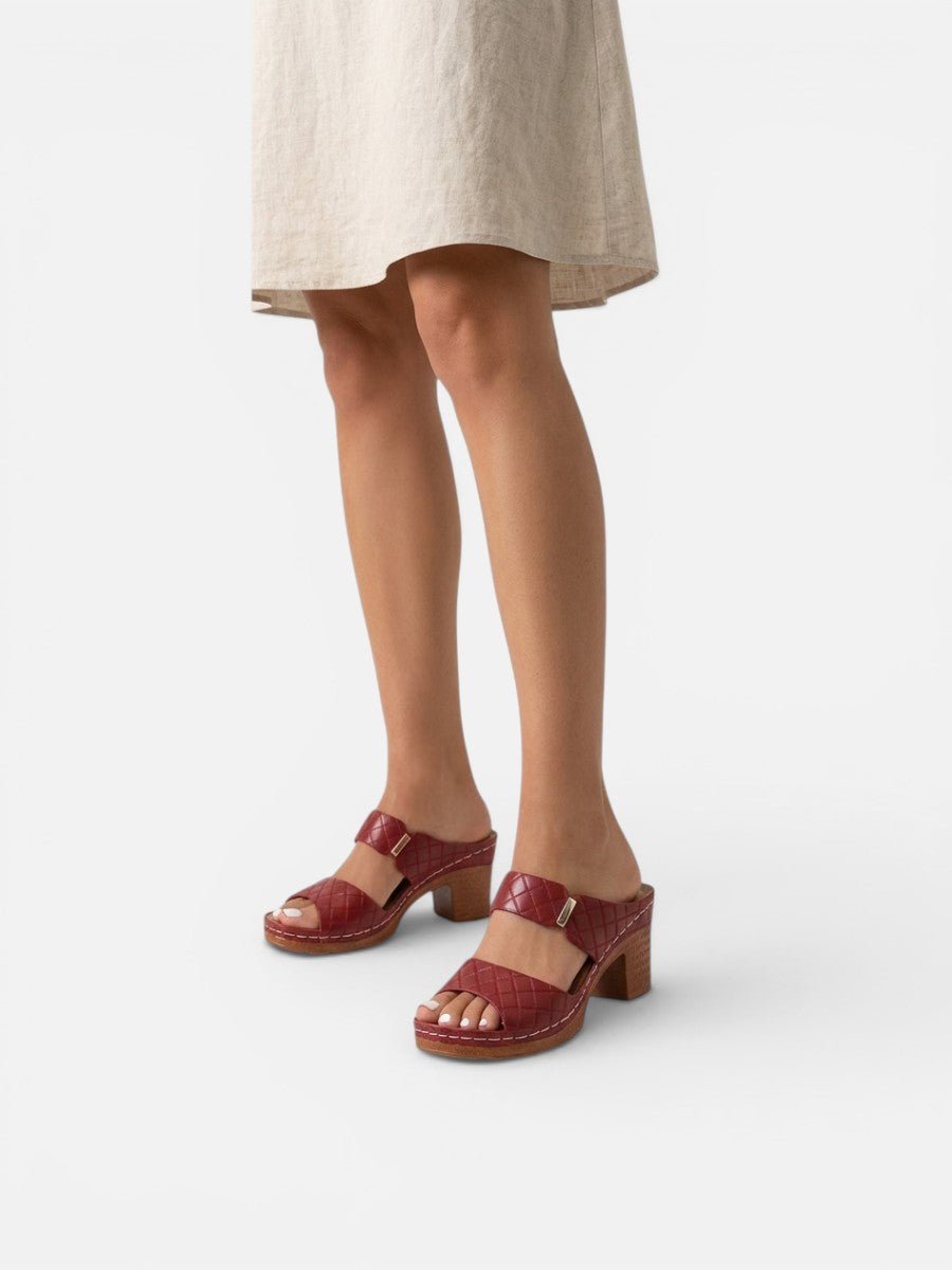 Elsie Women's Quilted Faux Leather Block Heel Mule Sandals, view 12