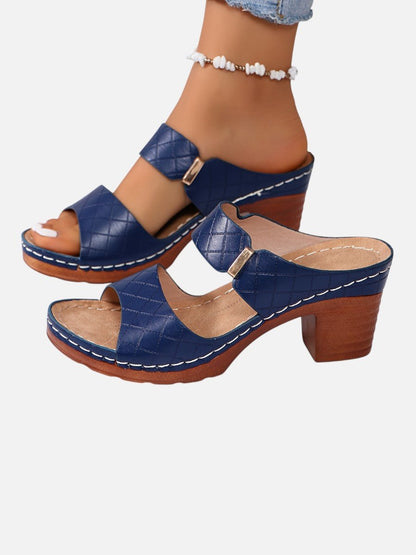 Elsie Women's Quilted Faux Leather Block Heel Mule Sandals, view 5