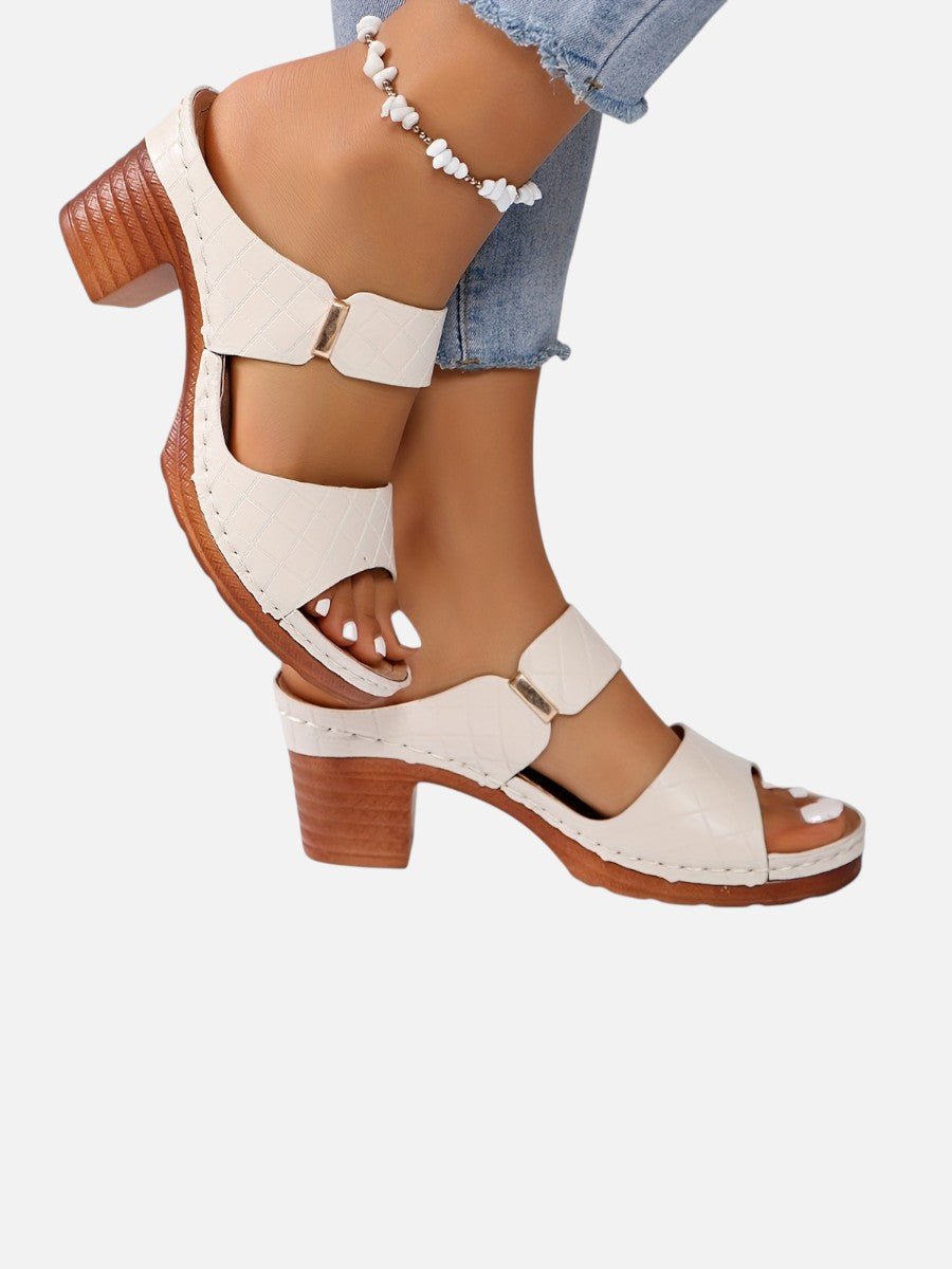 Elsie Women's Quilted Faux Leather Block Heel Mule Sandals, view 7