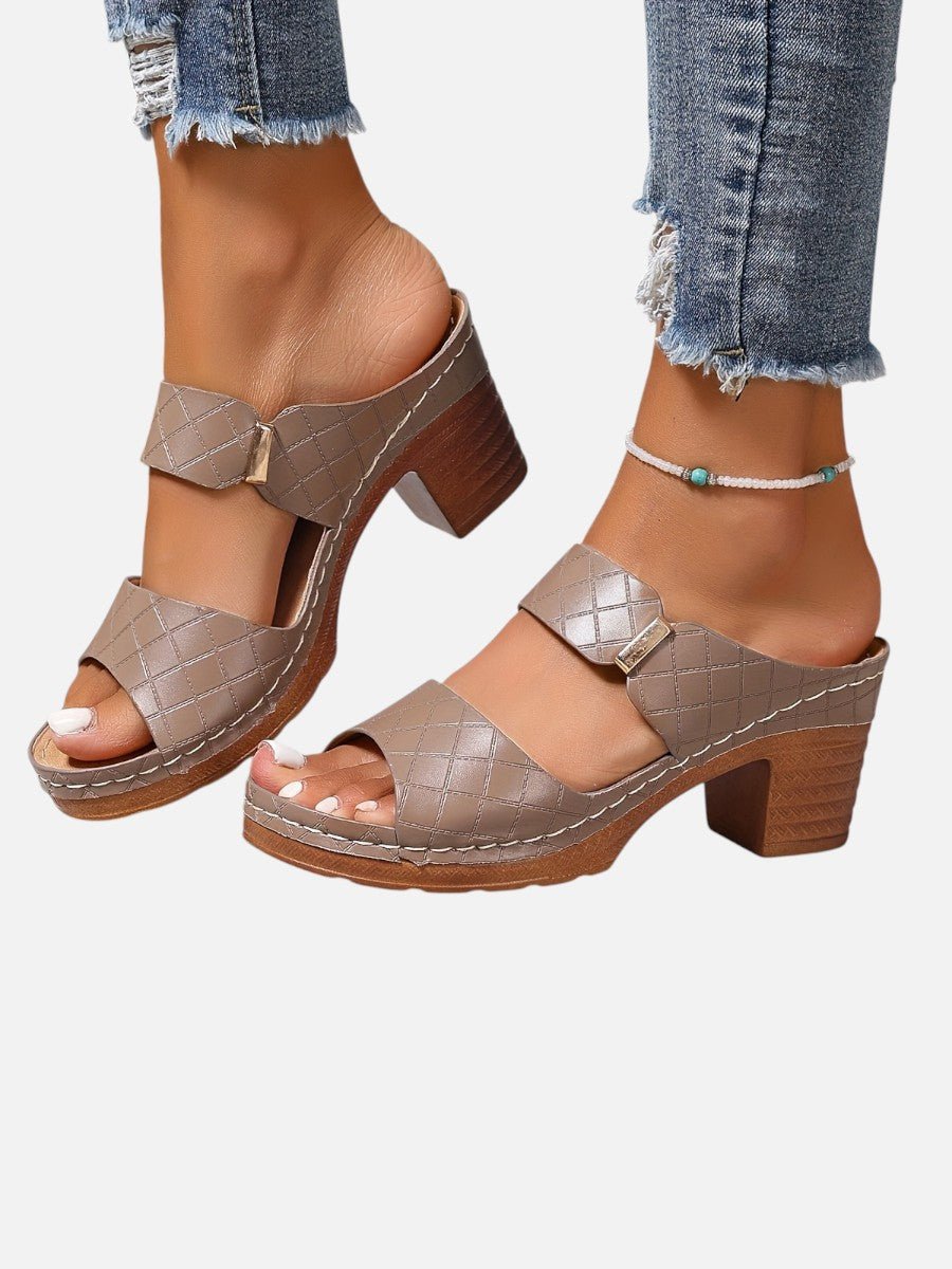 Elsie Women's Quilted Faux Leather Block Heel Mule Sandals, view 8