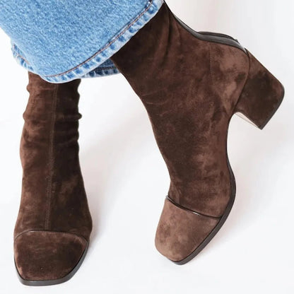 Willow Women's Square Toe Block Heel Side Zip Ankle Boots, view 1