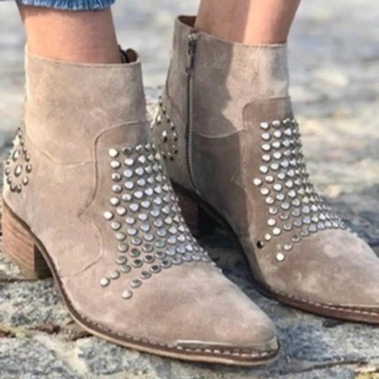 Maeve Women's Studded Suede Pointed Toe Ankle Boots, view 2