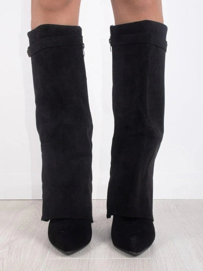 Harriet Women's Suede Gold Tone Hardware Knee High Boots, view 5