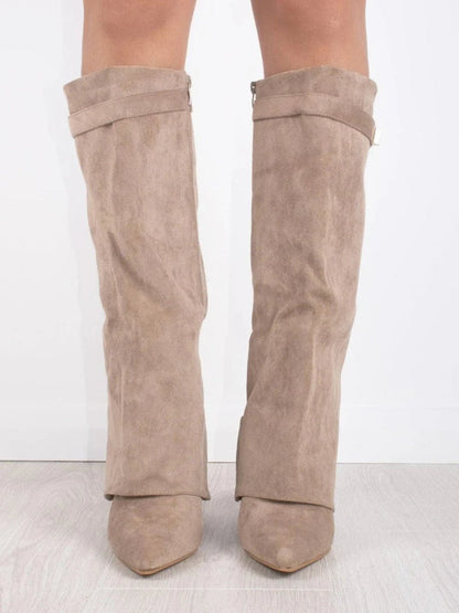 Harriet Women's Suede Gold Tone Hardware Knee High Boots, view 8