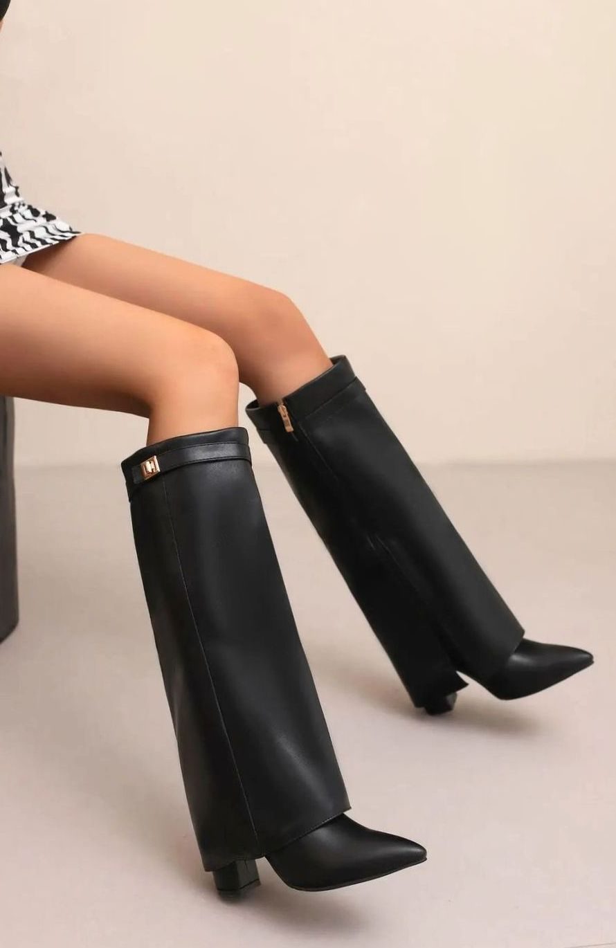 Celeste Women's Suede Pointed Toe Wedge Heel Thigh High Boots, view 6