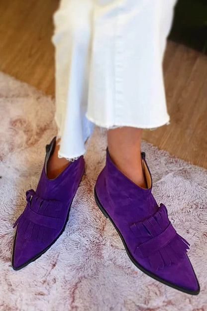 Esme Women's Suede Tassel Fringe Slip On Ankle Boots, view 1