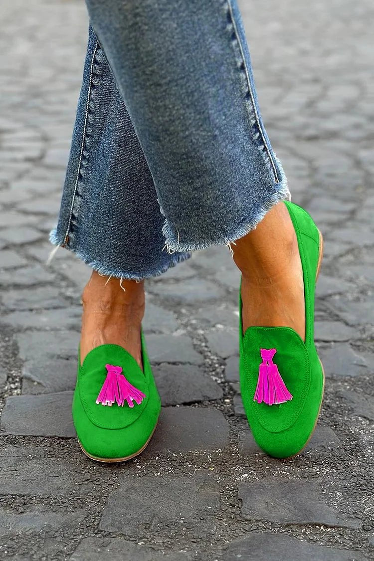 Sadie Women's Suede Tassel Slip On Flat Loafers, view 1