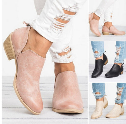 Poppy Women's Vintage Slip On Block Heel Ankle Boots, view 3