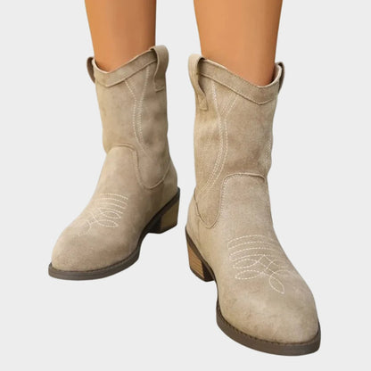 Nora Women's Suede Finish Topstitched Western Boots, view 1
