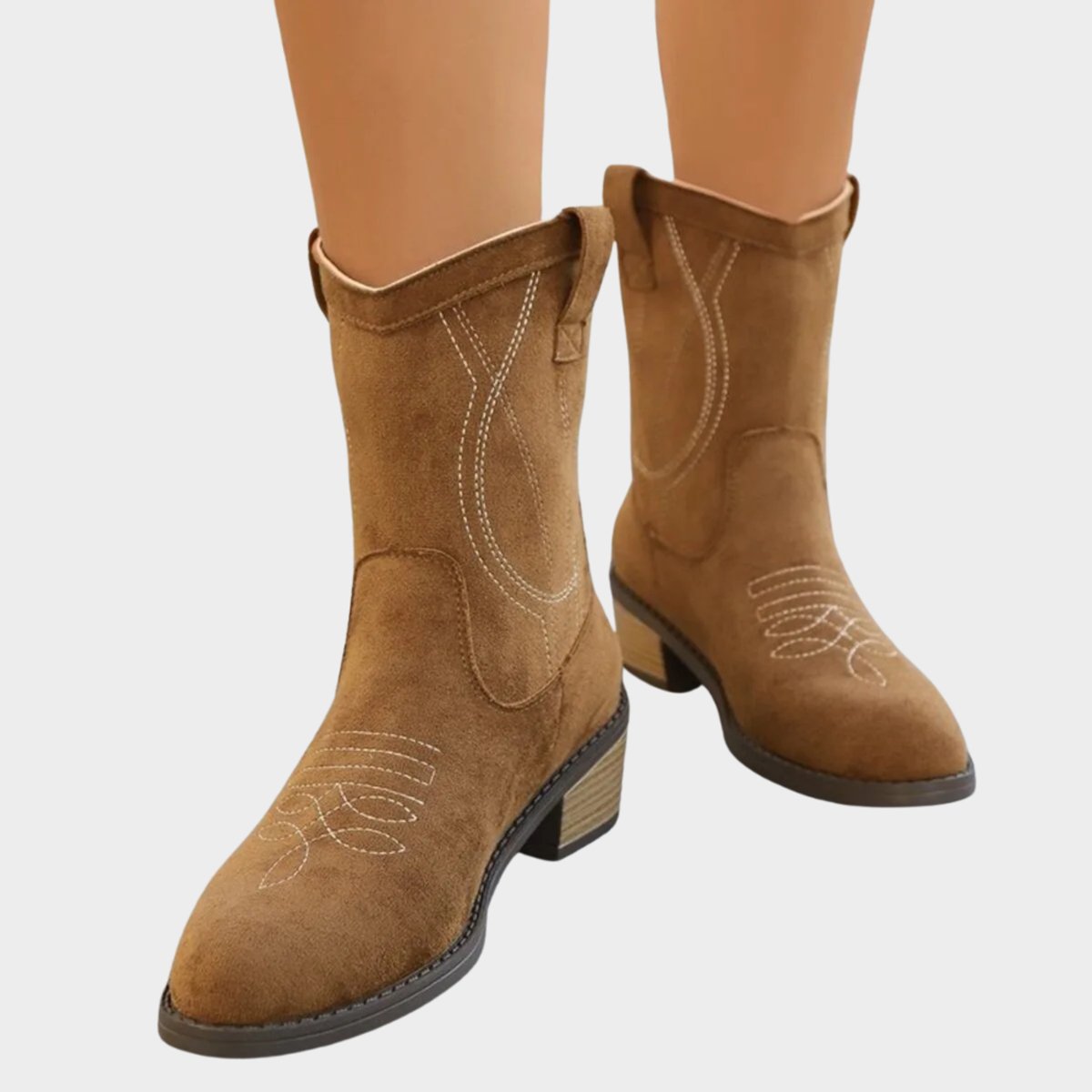 Nora Women's Suede Finish Topstitched Western Boots, view 2