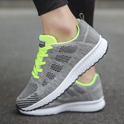 Harriet Women's Wide Fit Lace Up Mesh Knit Trainers, view 12