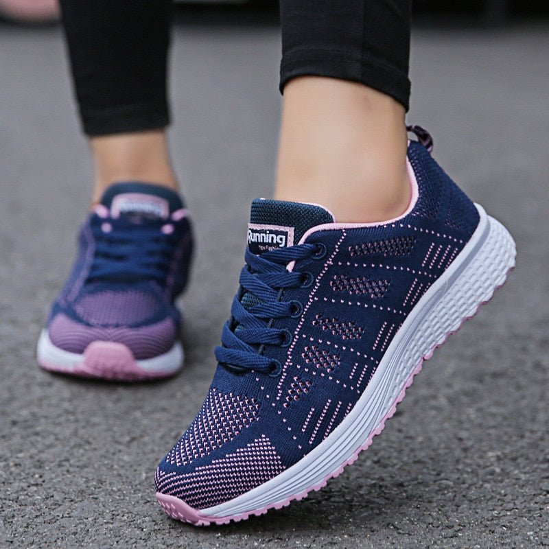 Harriet Women's Wide Fit Lace Up Mesh Knit Trainers, view 13