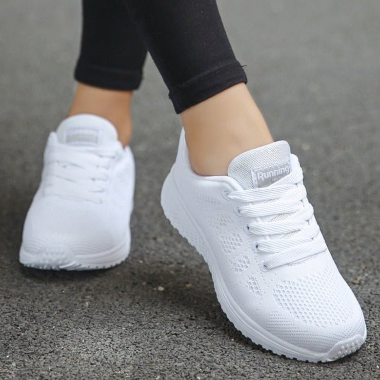 Harriet Women's Wide Fit Lace Up Mesh Knit Trainers, view 2