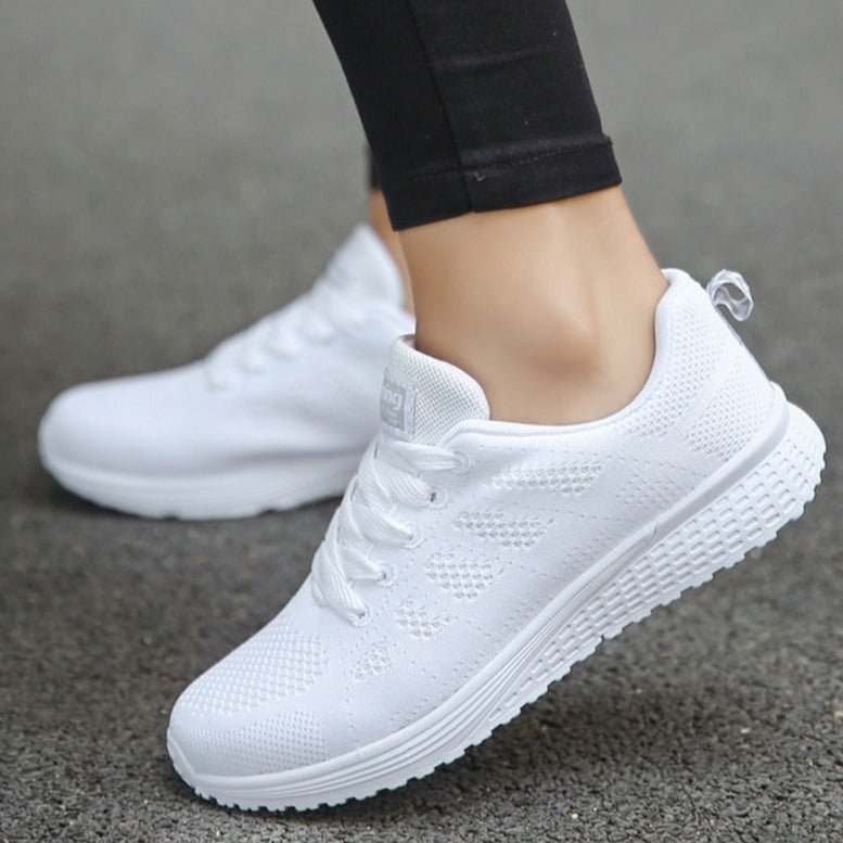 Harriet Women's Wide Fit Lace Up Mesh Knit Trainers, view 3