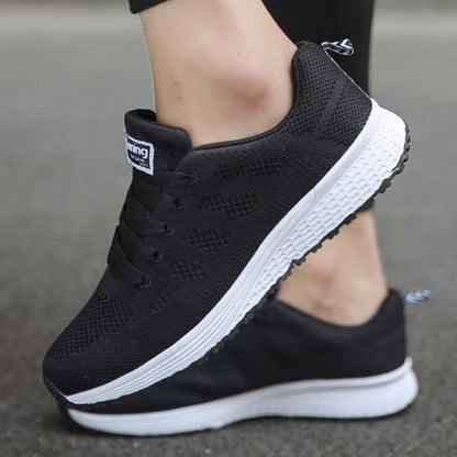 Harriet Women's Wide Fit Lace Up Mesh Knit Trainers, view 6