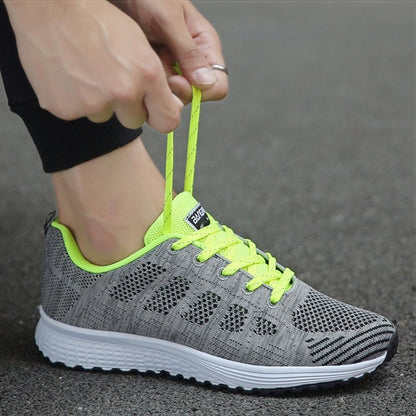 Harriet Women's Wide Fit Lace Up Mesh Knit Trainers, view 7