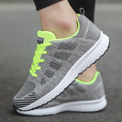 Harriet Women's Wide Fit Lace Up Mesh Knit Trainers, view 9